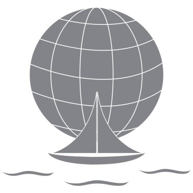 Dalgalar üzerinde bir gl yelken renkli bir yat stilize simgesi