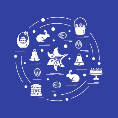 Sevimli vektör çizim Paskalya arran için farklı semboller ile