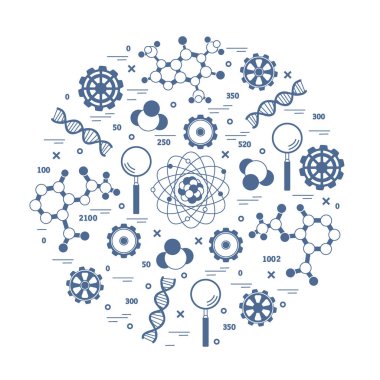 Stilize vektör simge çeşitli bilimsel, eğitim elemanları.