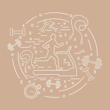 Bir koşu bandı üzerinde koşu adamın illüstrasyon vektör ve farklı