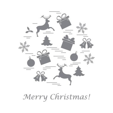 Farklı yeni yıl ve Noel simgeler vektör çizim.