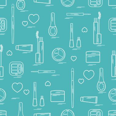 Dekoratif kozmetik ve ca çeşitli unsurların şirin desen