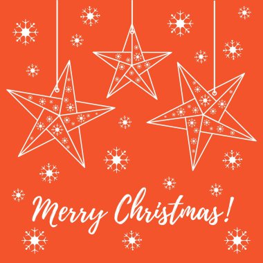 Vektör çizim kar taneleri ve üç yıldız origami ile kat