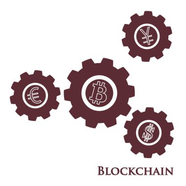 Blockchain. Dijital web para transferi Illustration. Dişli zekâ