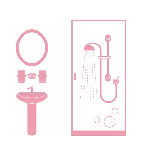 Cute vector illustration of bathroom interior design: shower cab — Stock Vector