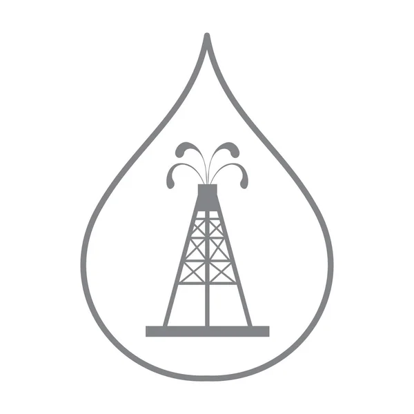 Stylizované ikony silueta ropné plošiny s tryskající fontány — Stockový vektor