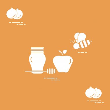 Apple Rosh Hashanah, nar, arı bal. Geleneksel J