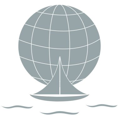 Dalgalar üzerinde bir gl yelken renkli bir yat stilize simgesi