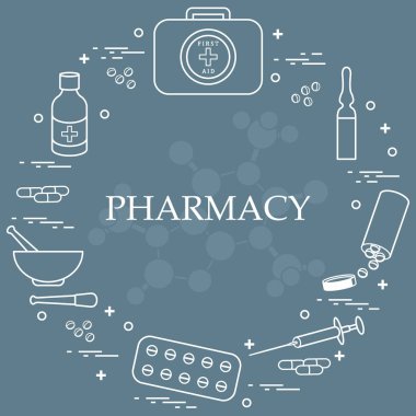 Çeşitli tıbbi cihazlar ve düzenlenen uyuşturucu ilk yardım kiti 