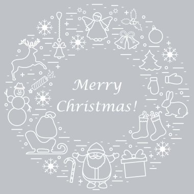 Farklı yeni yıl ve Noel simgeler vektör çizim 