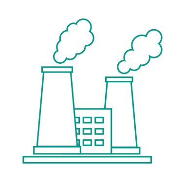 Petrol rafineri tesisi sigara bacaları ile stilize simgesi 