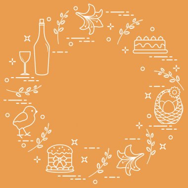 Herkesdaire oluşturacak şekilde düzenlenmiş farklı Paskalya sembolleri: simnel kek, şık