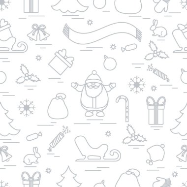 Kış çeşitli Noel elemanları ile seamless modeli: ağaç, 