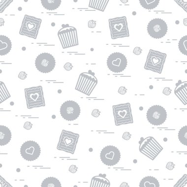 Şirin seamless modeli farklı romantik tatlılar. Aşk conce