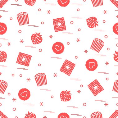 Şirin seamless modeli farklı romantik tatlılar. Aşk conce