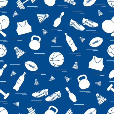 Spor konulu seamless modeli. Vektör çizim spor