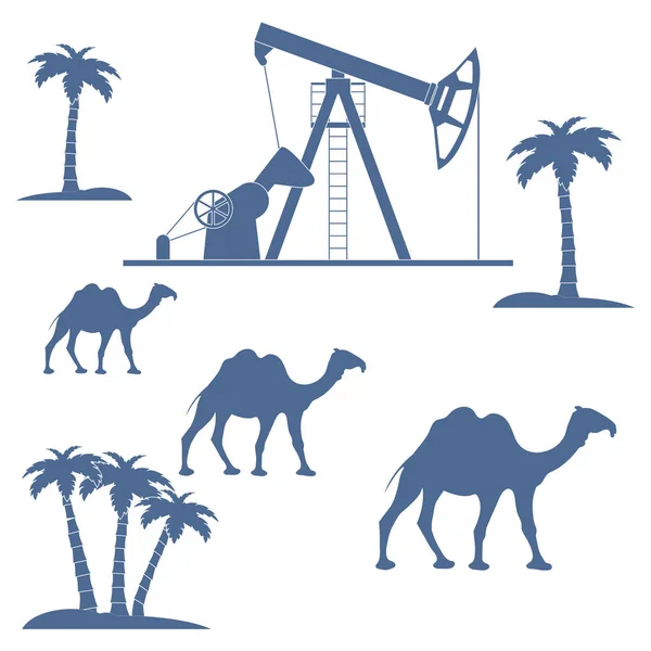 Stilisierte Ikone der Ausrüstung für die Ölproduktion auf einem Hintergrund — Stockvektor