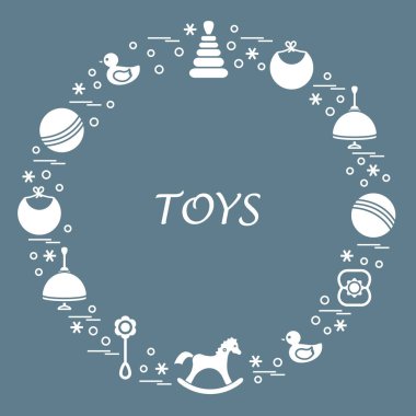 Vektör çizim çocuklar bir daire içinde düzenlenmiş elemanları: whirligi