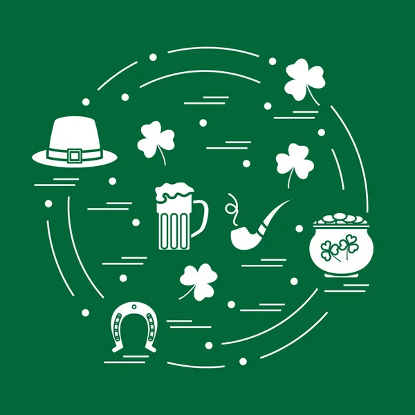 Illustration vectorielle mignonne avec différents symboles pour St. Patrick' — Image vectorielle