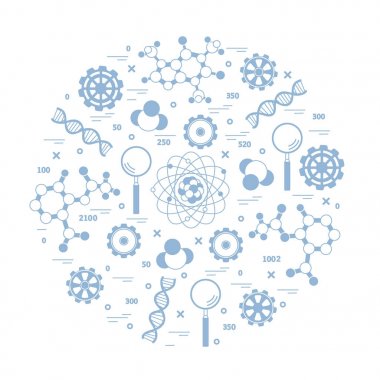 Stilize vektör simge çeşitli bilimsel, eğitim elemanları.