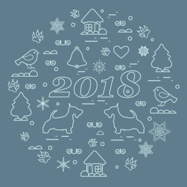 Farklı yeni yıl ve Noel sym sevimli vektör çizimi