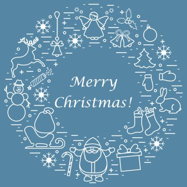 Farklı yeni yıl ve Noel simgeler vektör çizim 