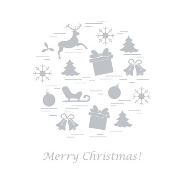 Farklı yeni yıl ve Noel simgeler vektör çizim.