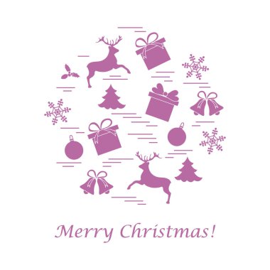 Farklı yeni yıl ve Noel simgeler vektör çizim.