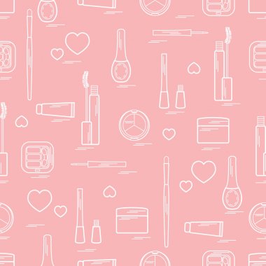 Dekoratif kozmetik ve ca çeşitli unsurların şirin desen