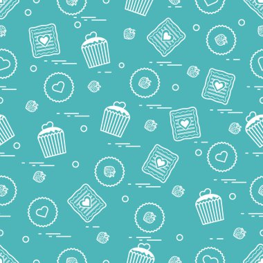 Şirin seamless modeli farklı romantik tatlılar. Aşk conce