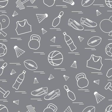 Spor konulu seamless modeli. Vektör çizim spor