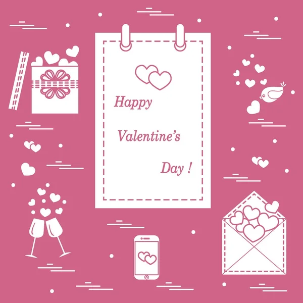 Aranyos vektoros illusztráció: Valentin-nap, ajándék naptár — Stock Vector