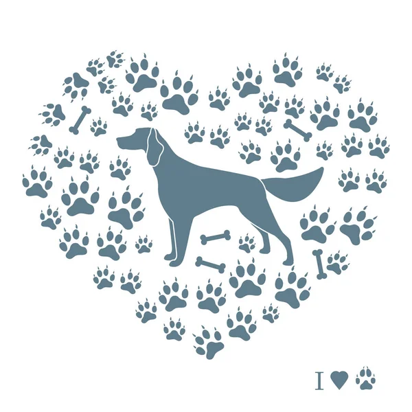 Setter siluet köpek parça ve f kemiklerde arka plan üzerinde