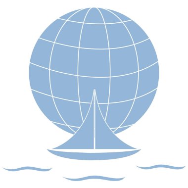 Dalgalar üzerinde bir gl yelken renkli bir yat stilize simgesi