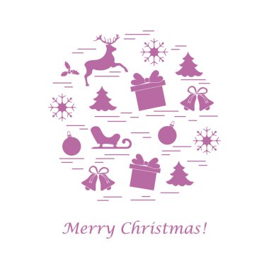 Farklı yeni yıl ve Noel simgeler vektör çizim.