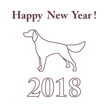 Setter siluet ve yazıt mutlu yeni yıl.