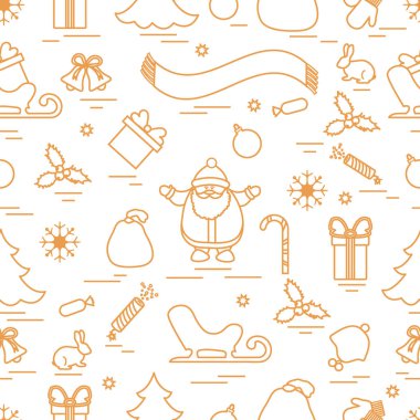 Kış çeşitli Noel elemanları ile seamless modeli: ağaç, 