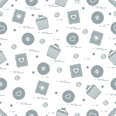 Şirin seamless modeli farklı romantik tatlılar. Aşk conce