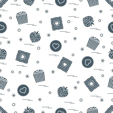 Şirin seamless modeli farklı romantik tatlılar. Aşk conce