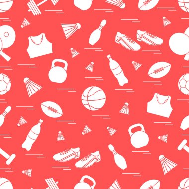 Spor konulu seamless modeli. Vektör çizim spor