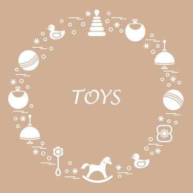 Vektör çizim çocuklar bir daire içinde düzenlenmiş elemanları: whirligi