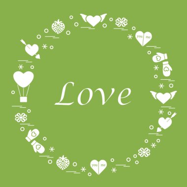 Sevimli vektör çizim ile farklı romantik sembolleri düzenlemek