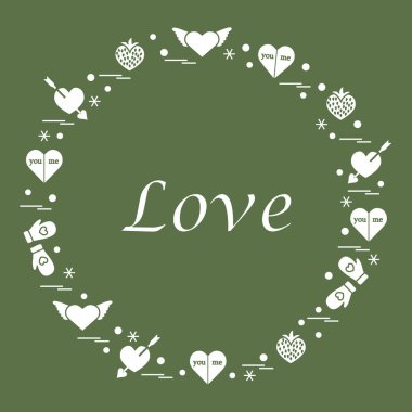 Sevimli vektör çizim ile farklı romantik sembolleri düzenlemek