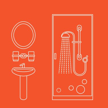 Banyo iç tasarım tatlı vektör çizim: duş kabin