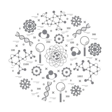 Stilize vektör simge çeşitli bilimsel, eğitim elemanları.