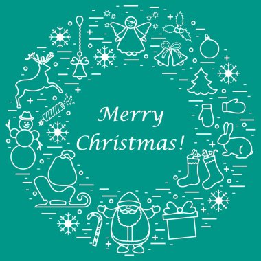 Farklı yeni yıl ve Noel simgeler vektör çizim 