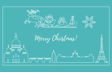 Noel Baba'ya kızak ile Paris'e uçan geyikler