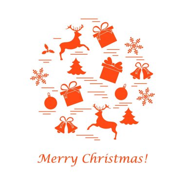 Farklı yeni yıl ve Noel simgeler vektör çizim.
