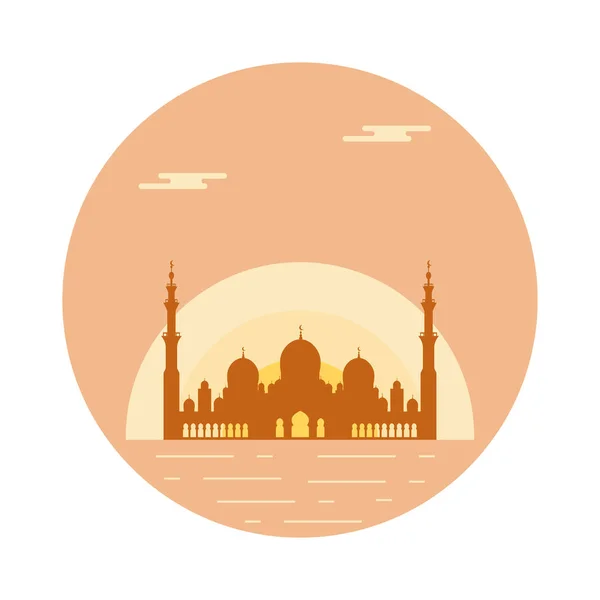 Spojené arabské emiráty. Silueta mešity šejka Zayeda. Abú Dhabí. — Stockový vektor
