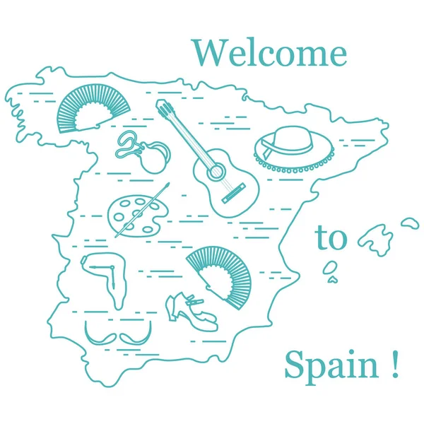 Векторні ілюстрації з різні символи розташовані в Іспанії — стоковий вектор